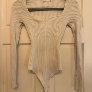 Abercrombie & Fitch Cream Ribbed Bodysuit